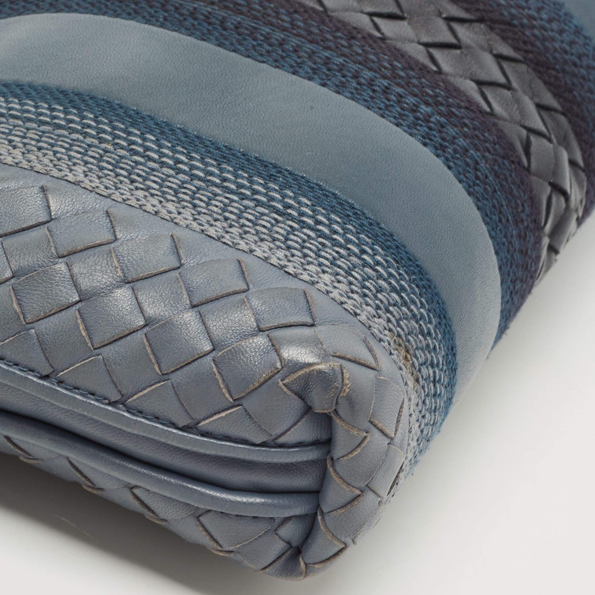 Bottega Veneta Blue Intrecciato and Stitched Leather Nodini Crossbody Bag 9