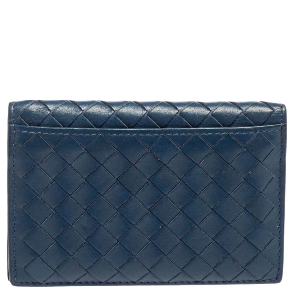 Bottega Veneta Blue Intrecciato Leather Bifold Card Case 6