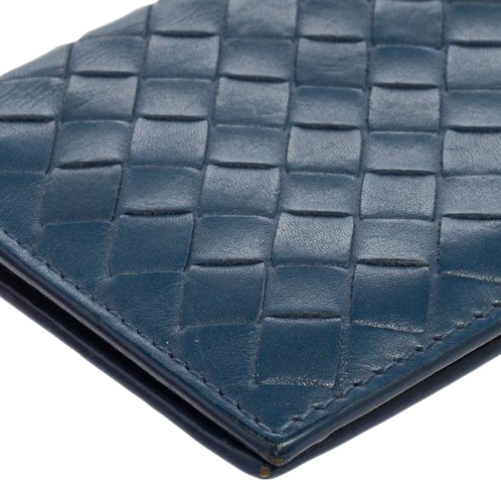 Bottega Veneta Blue Intrecciato Leather Bifold Card Case 1