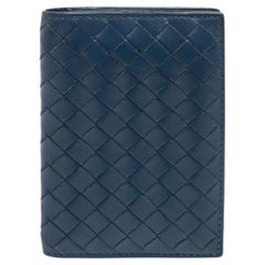 Bottega Veneta Blue Intrecciato Leather Bifold Card Case