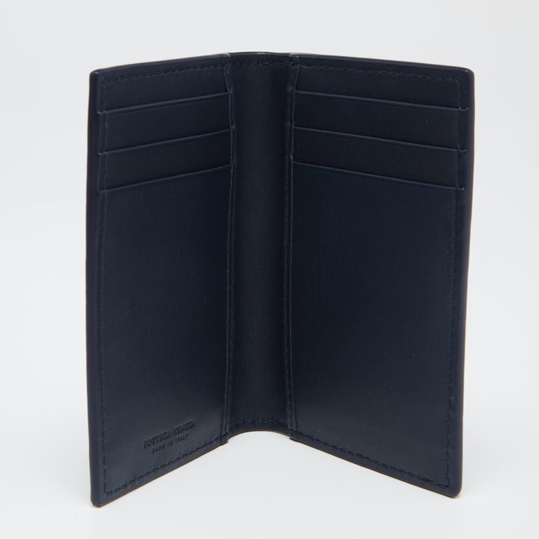 Bottega Blue Intrecciato Leather Business Card Holder at 1stDibs