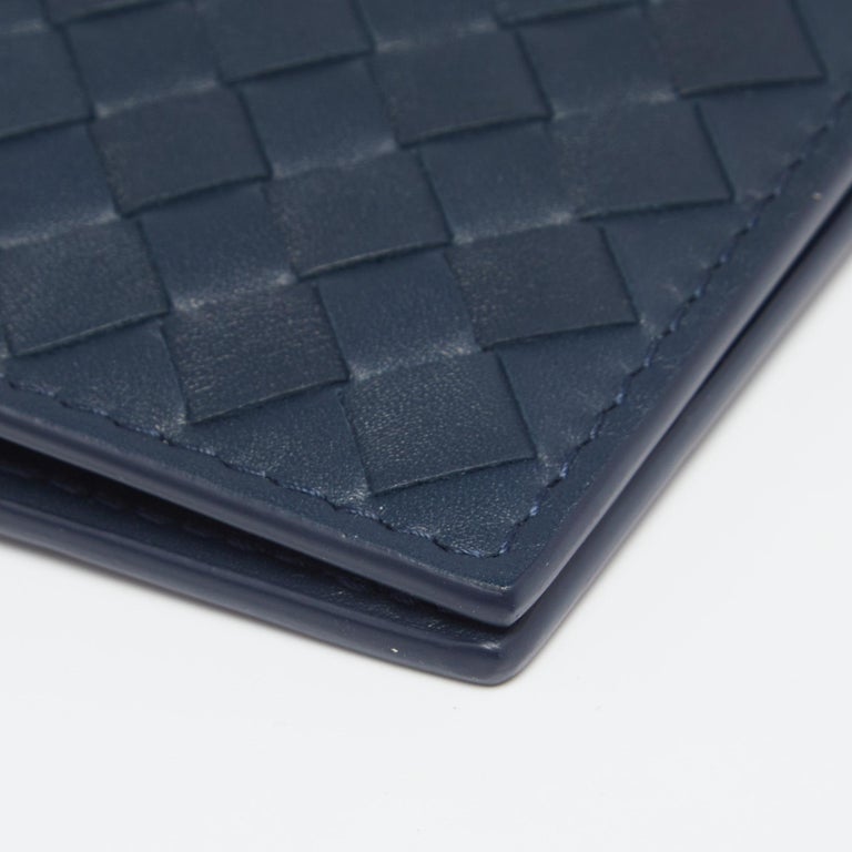 Bottega Blue Intrecciato Leather Business Card Holder at 1stDibs