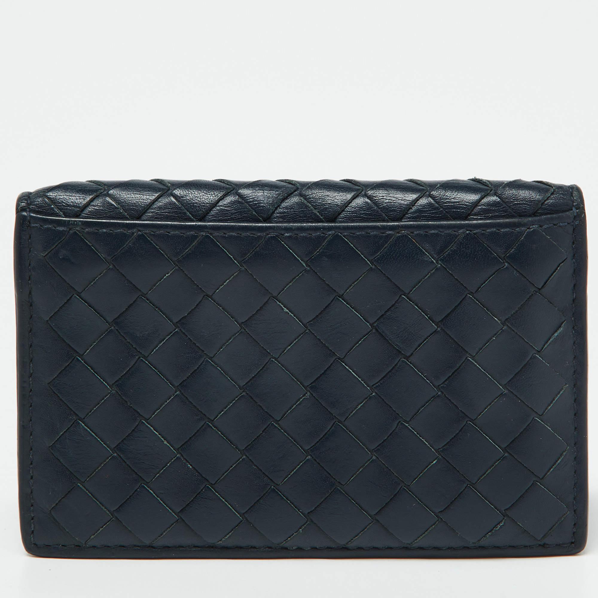 Bottega Veneta Portafoglio in pelle Intrecciato Blu in vendita 1