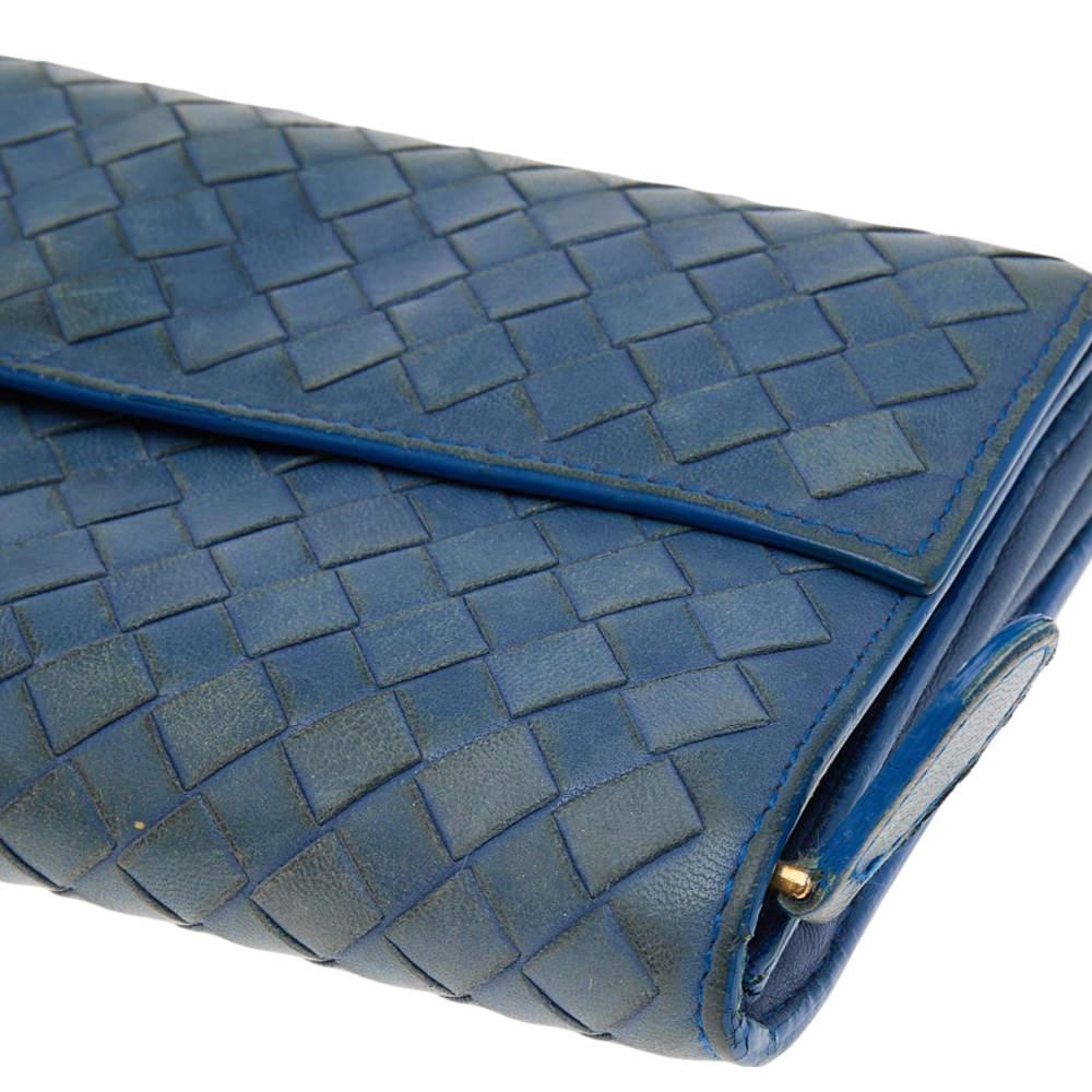 Bottega Veneta Blue Intrecciato Leather Continental Flap Wallet 3