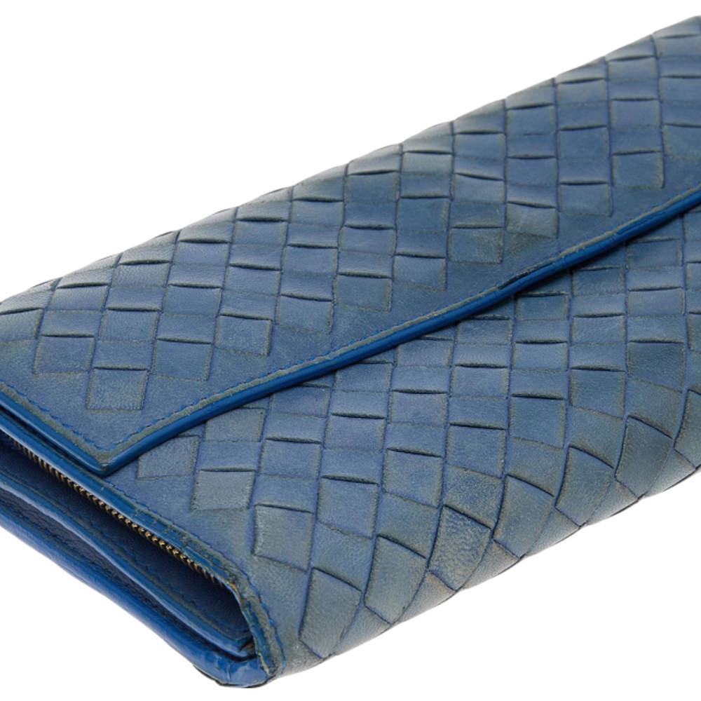 Bottega Veneta Blue Intrecciato Leather Continental Flap Wallet 4