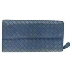 Bottega Veneta Blue Intrecciato Leather Continental Flap Wallet