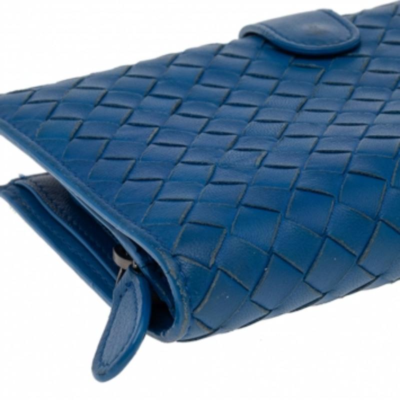 Portafoglio continentale in pelle Intrecciato blu di Bottega Veneta 2