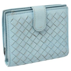 Bottega Veneta Blue Intrecciato Leather French Wallet