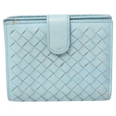 Bottega Veneta Blue Intrecciato Leather French Wallet