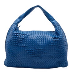 Bottega Veneta Blue Intrecciato Leather Large Hobo
