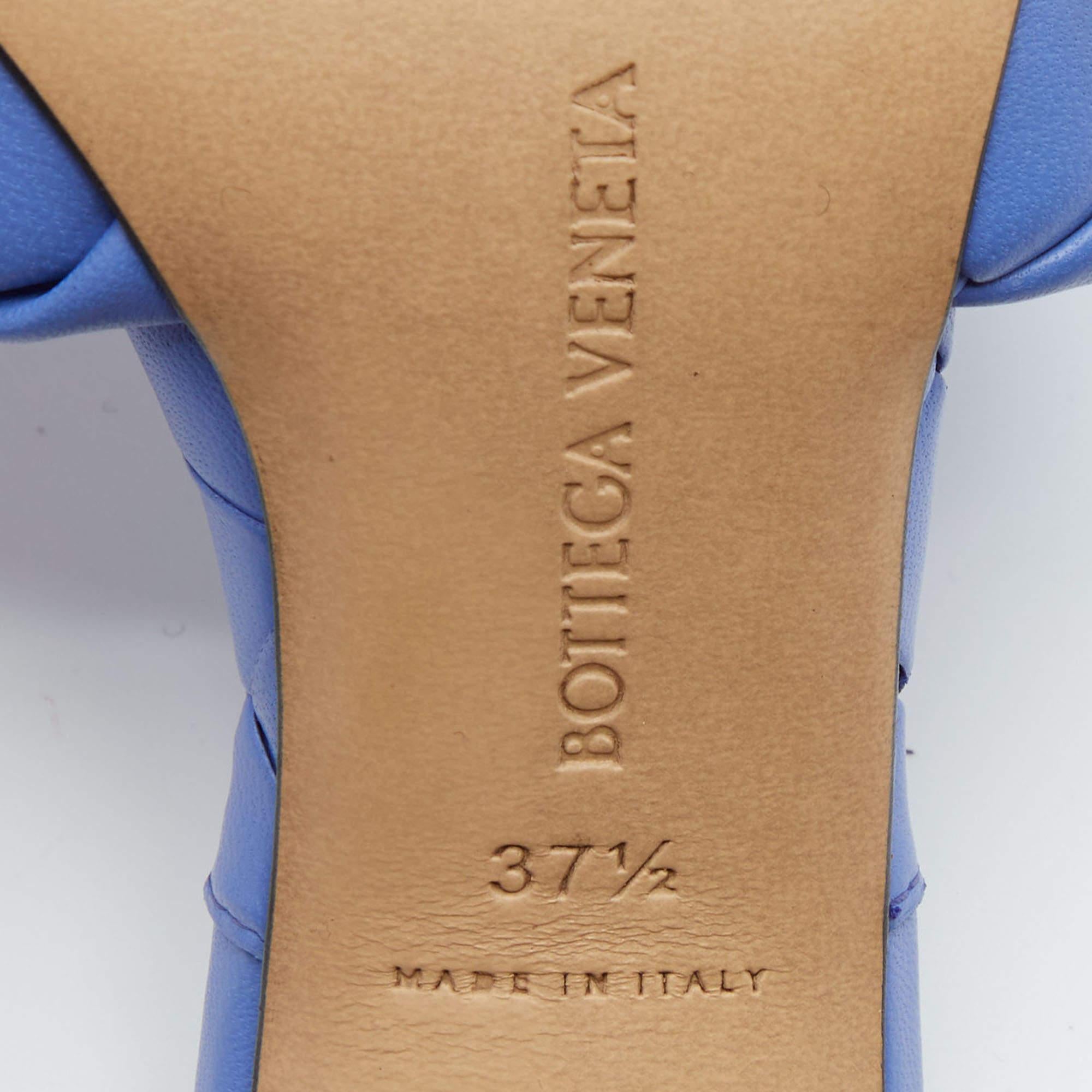 Bottega Veneta Blue Intrecciato Leather Lido Slide Sandals Size 37.5 4