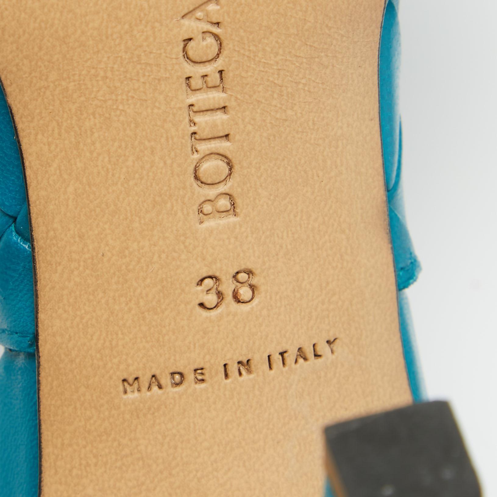 Bottega Veneta Blue Intrecciato Leather Lido Slide Sandals Size 38 3