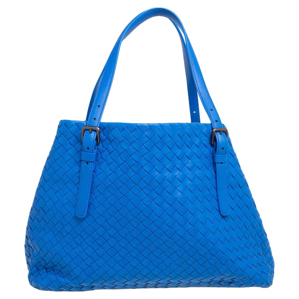 Bottega Veneta Blue Intrecciato Leather Medium Cesta Tote 6