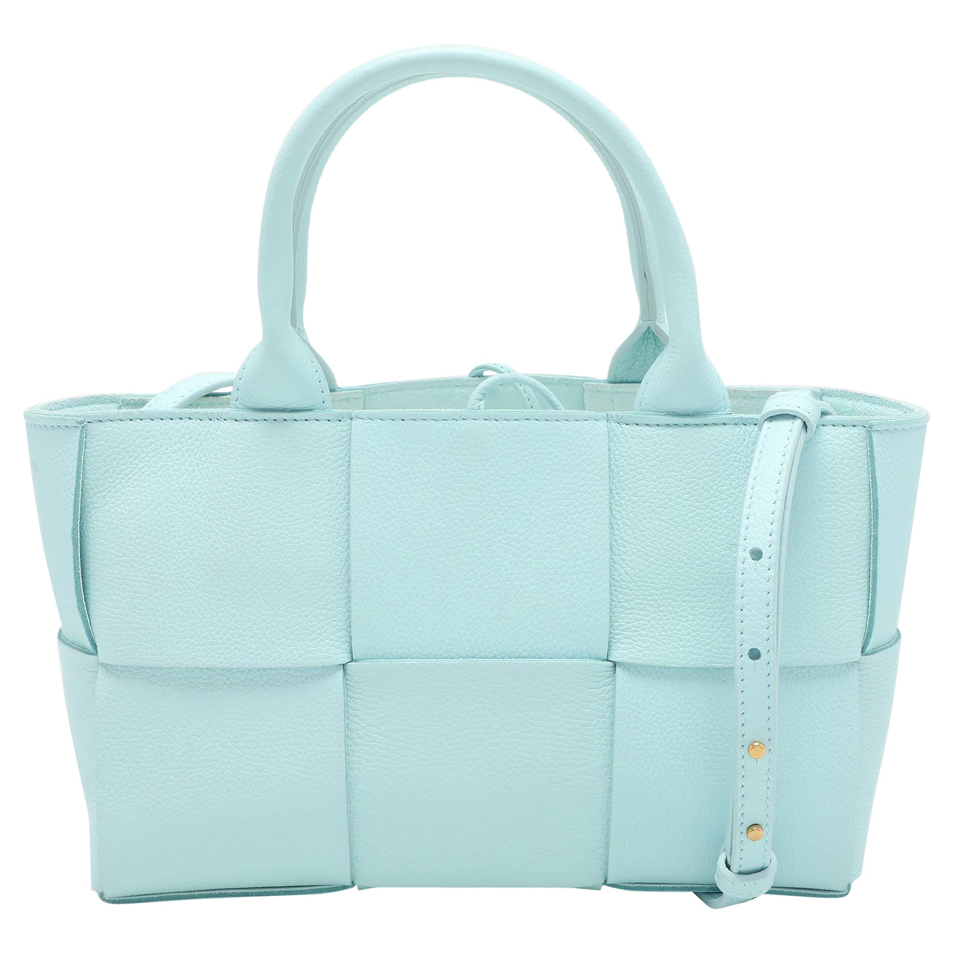 Bottega Veneta Blue Intrecciato Leather Mini Arco Tote
