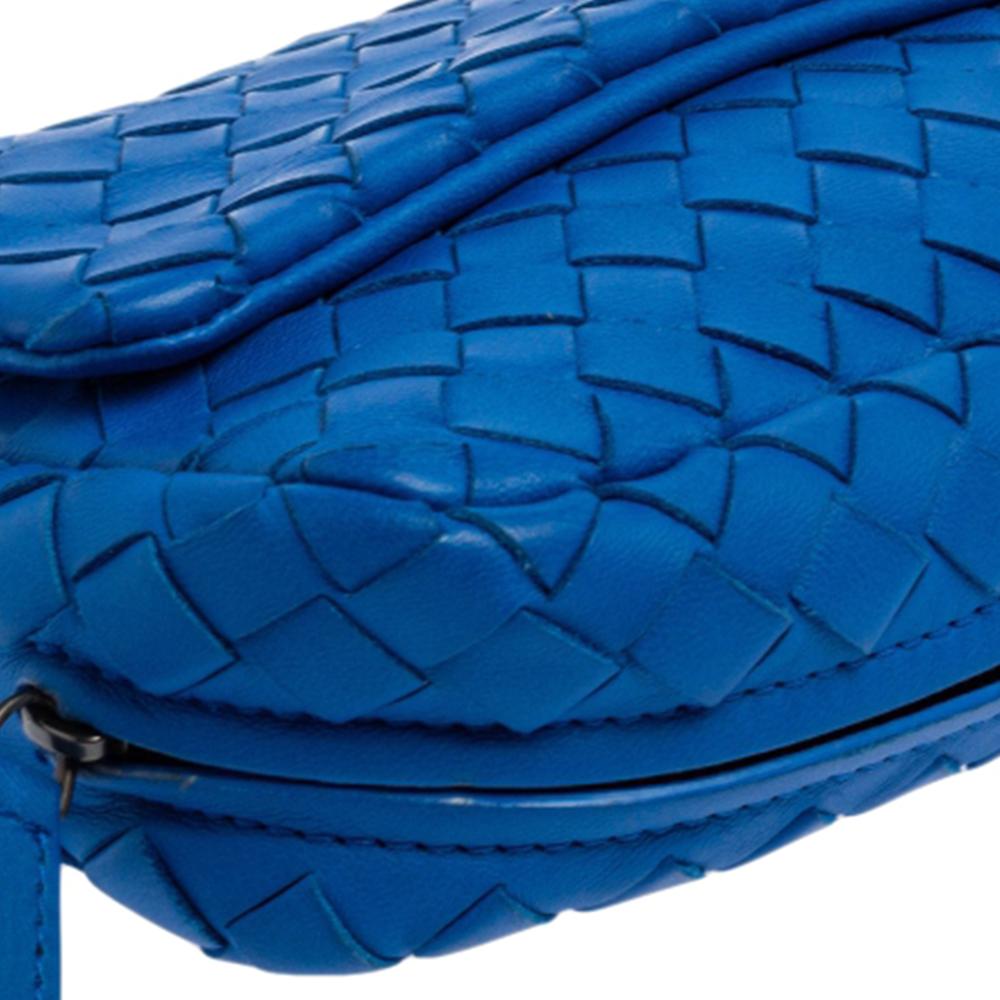 Bottega Veneta Blue Intrecciato Leather Mini Flap Chain Crossbody Bag 6