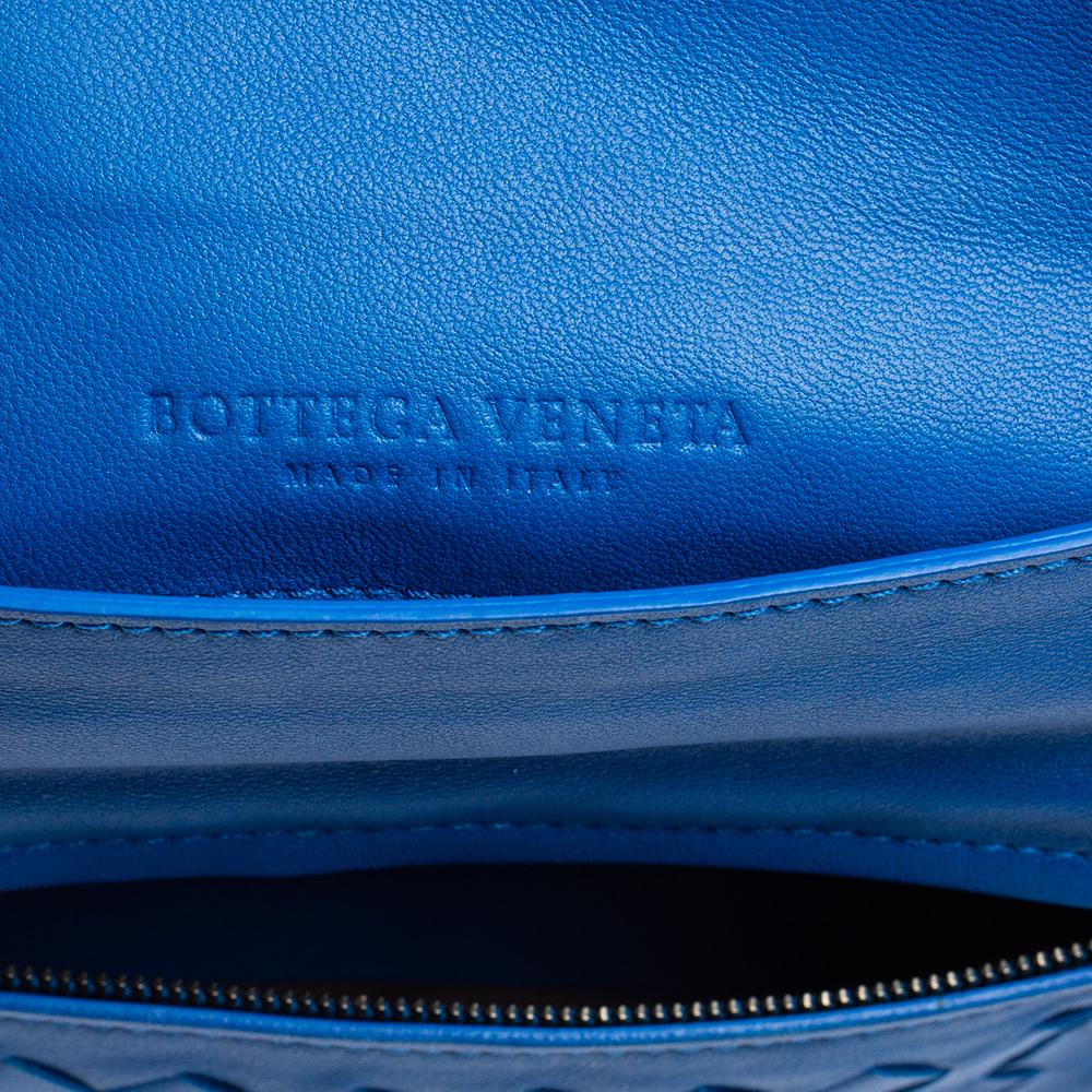 Bottega Veneta Blue Intrecciato Leather Mini Flap Chain Crossbody Bag 7