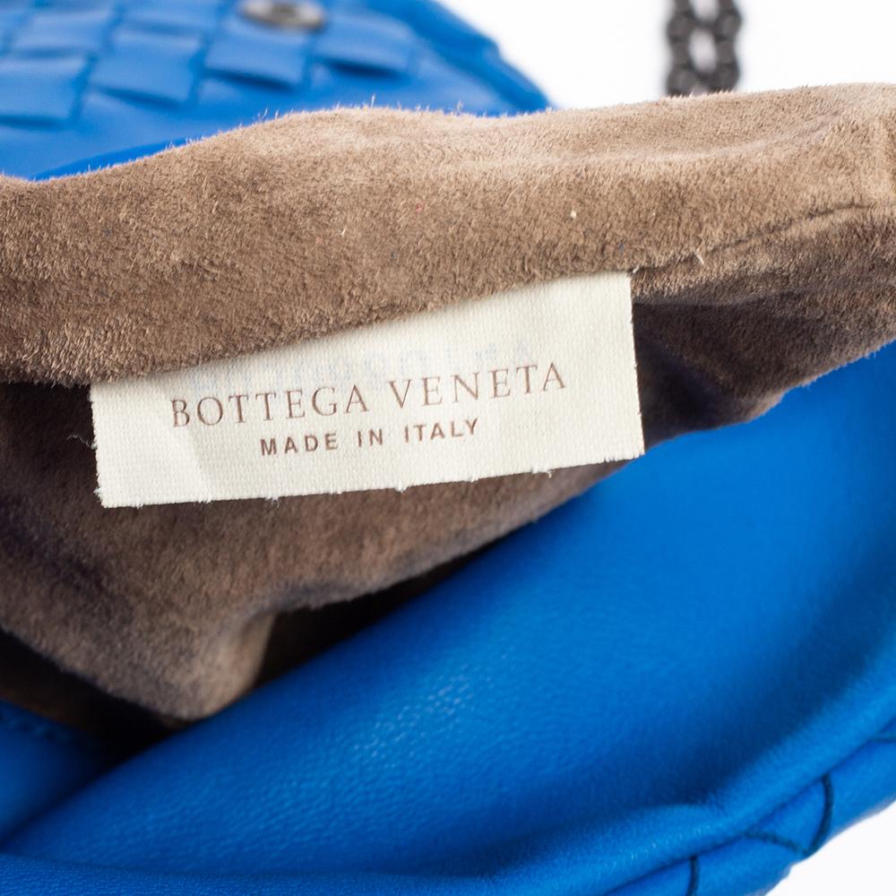 Bottega Veneta Blue Intrecciato Leather Mini Flap Chain Crossbody Bag 4