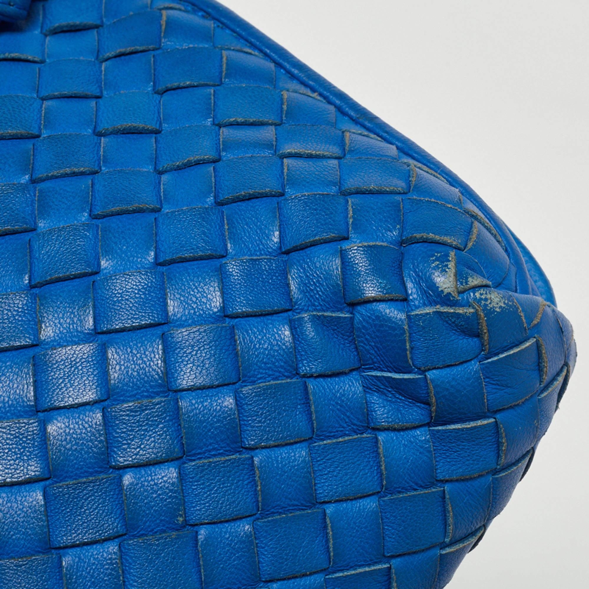Bottega Veneta Blue Intrecciato Leather Nodini Crossbody Bag 6