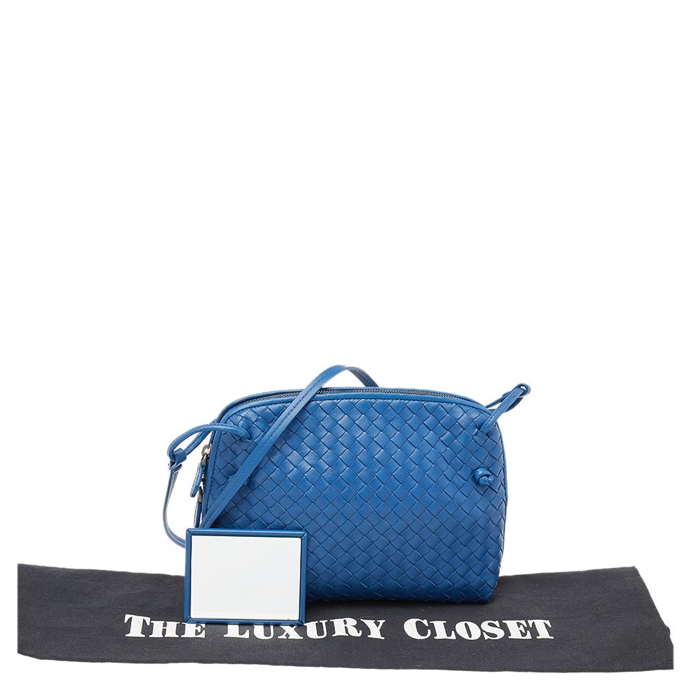 Bottega Veneta Blue Intrecciato Leather Nodini Crossbody Bag 8