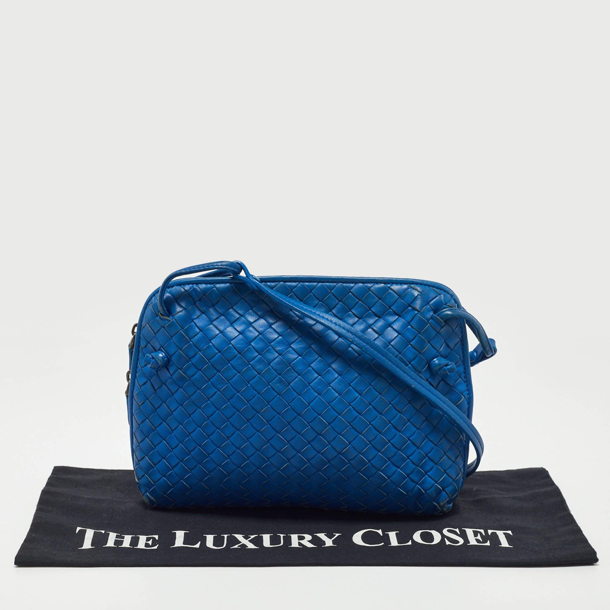 Bottega Veneta Blue Intrecciato Leather Nodini Crossbody Bag 13