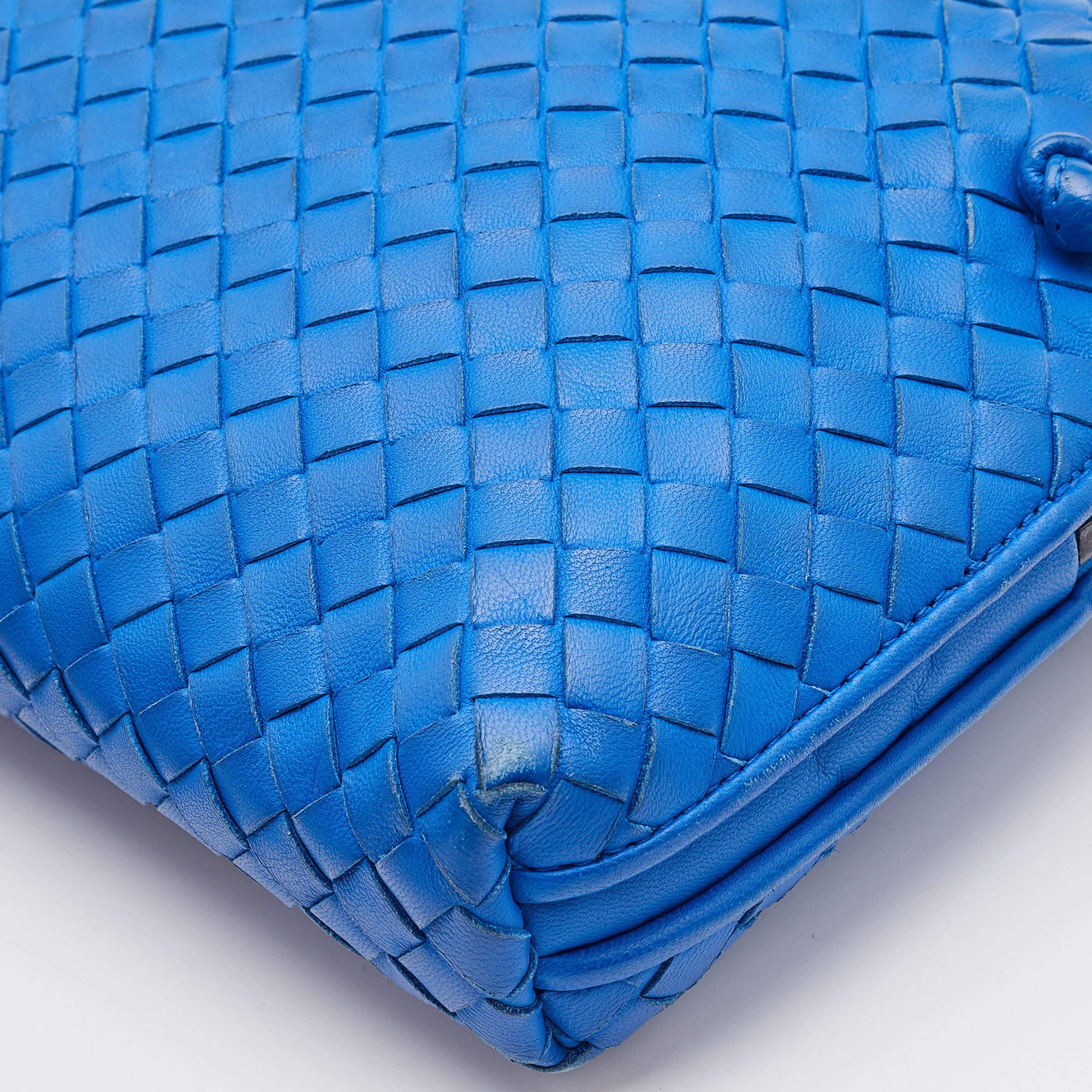 Bottega Veneta Blue Intrecciato Leather Nodini Crossbody Bag 3