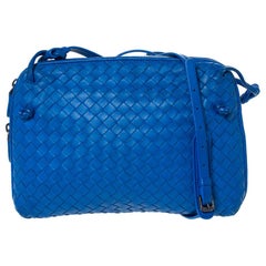 Bottega Veneta Blau Intrecciato Leder Nodini Crossbody Tasche