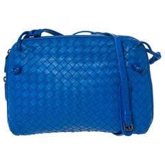 Bottega Veneta Blue Intrecciato Leather Nodini Crossbody Bag