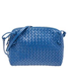 Bottega Veneta Blue Intrecciato Leather Nodini Crossbody Bag