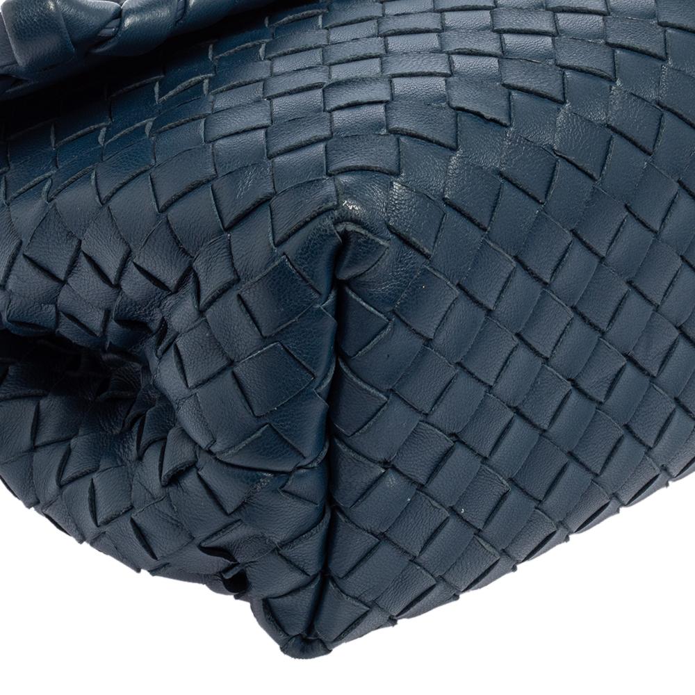 Black Bottega Veneta Blue Intrecciato Leather Olimpia Shoulder Bag
