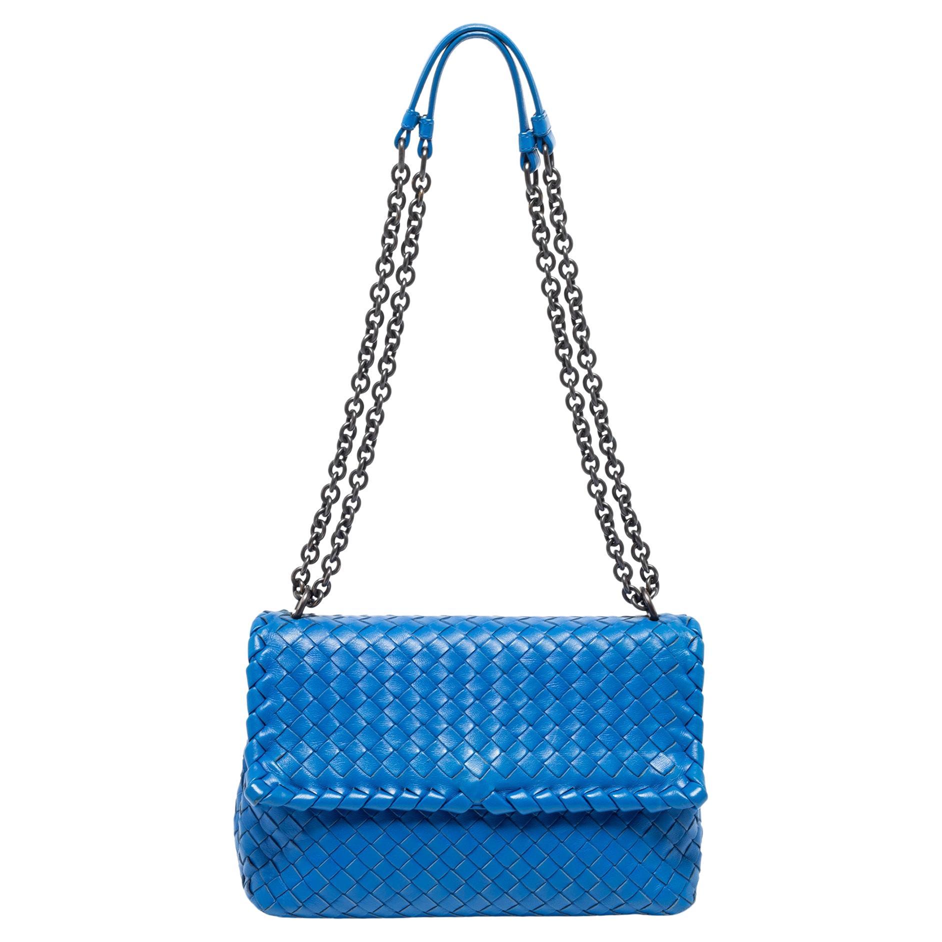 Bottega Veneta Blue Intrecciato Leather Olimpia Shoulder Bag