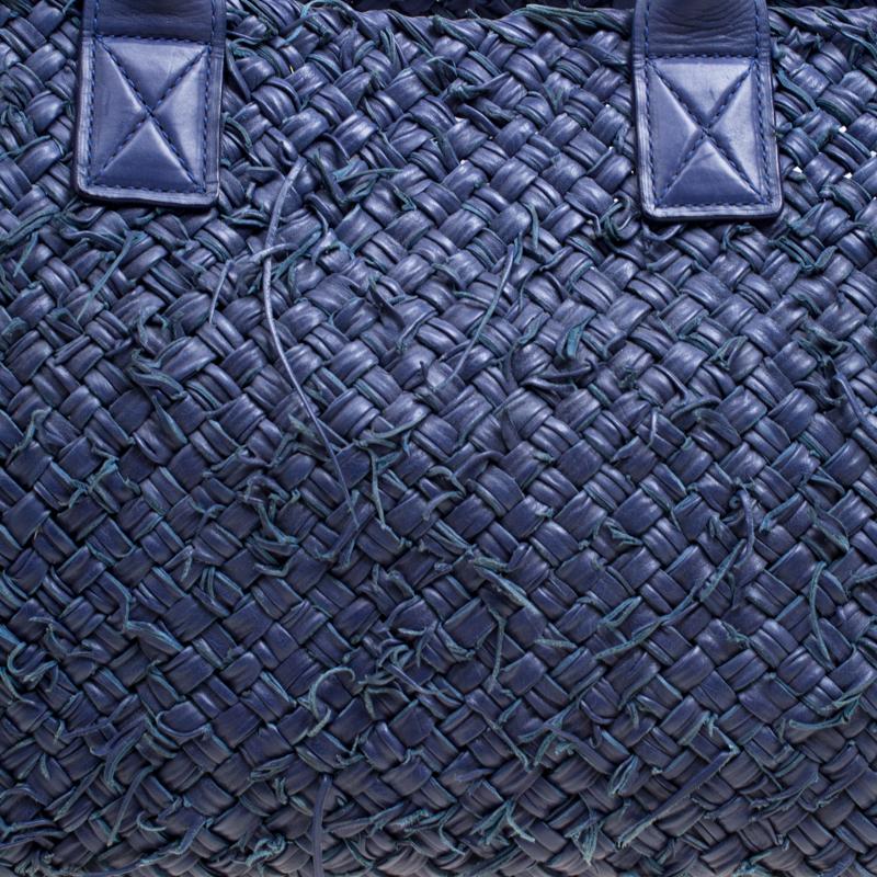 Women's Bottega Veneta Blue Intrecciato Leather Oversized Limited Edition Cabat Tote