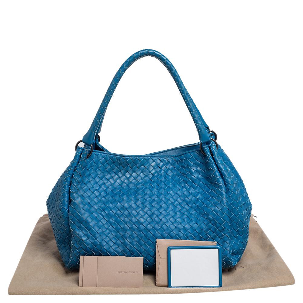 Bottega Veneta Blue Intrecciato Leather Parachute Shoulder Bag 6