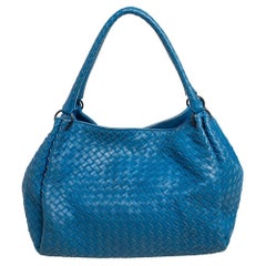 Bottega Veneta Blue Intrecciato Leather Parachute Shoulder Bag