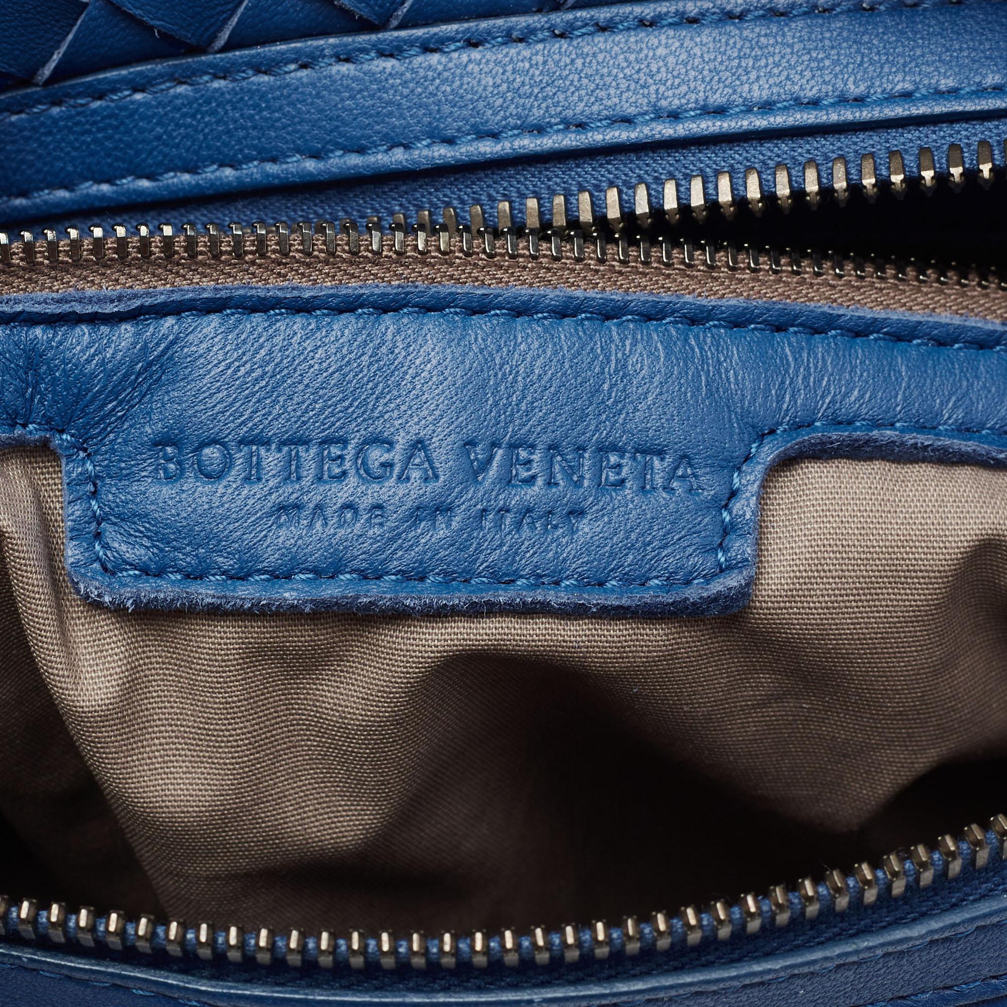 Bottega Veneta Blue Intrecciato Leather Shoulder Bag 3