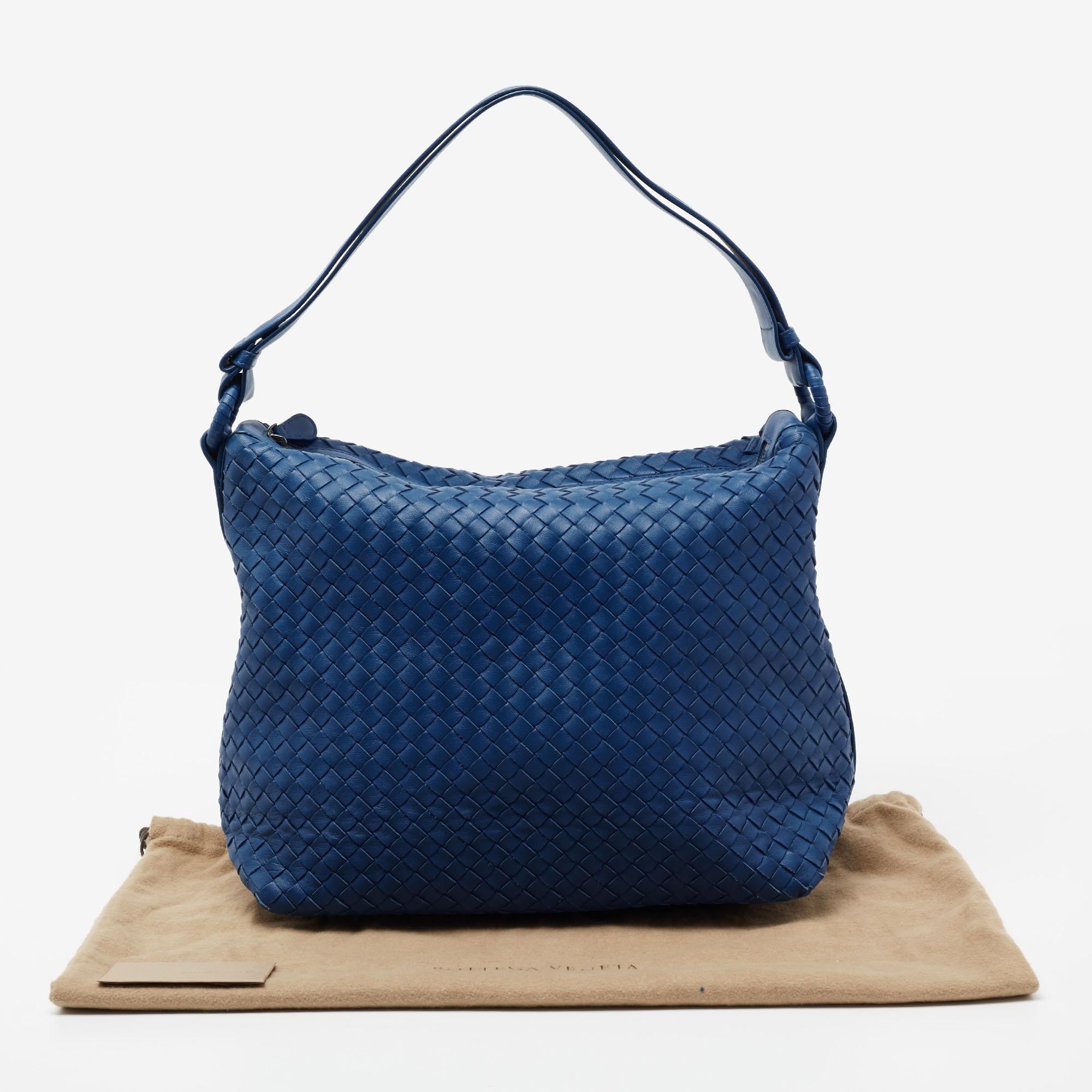 Bottega Veneta Blue Intrecciato Leather Shoulder Bag 5