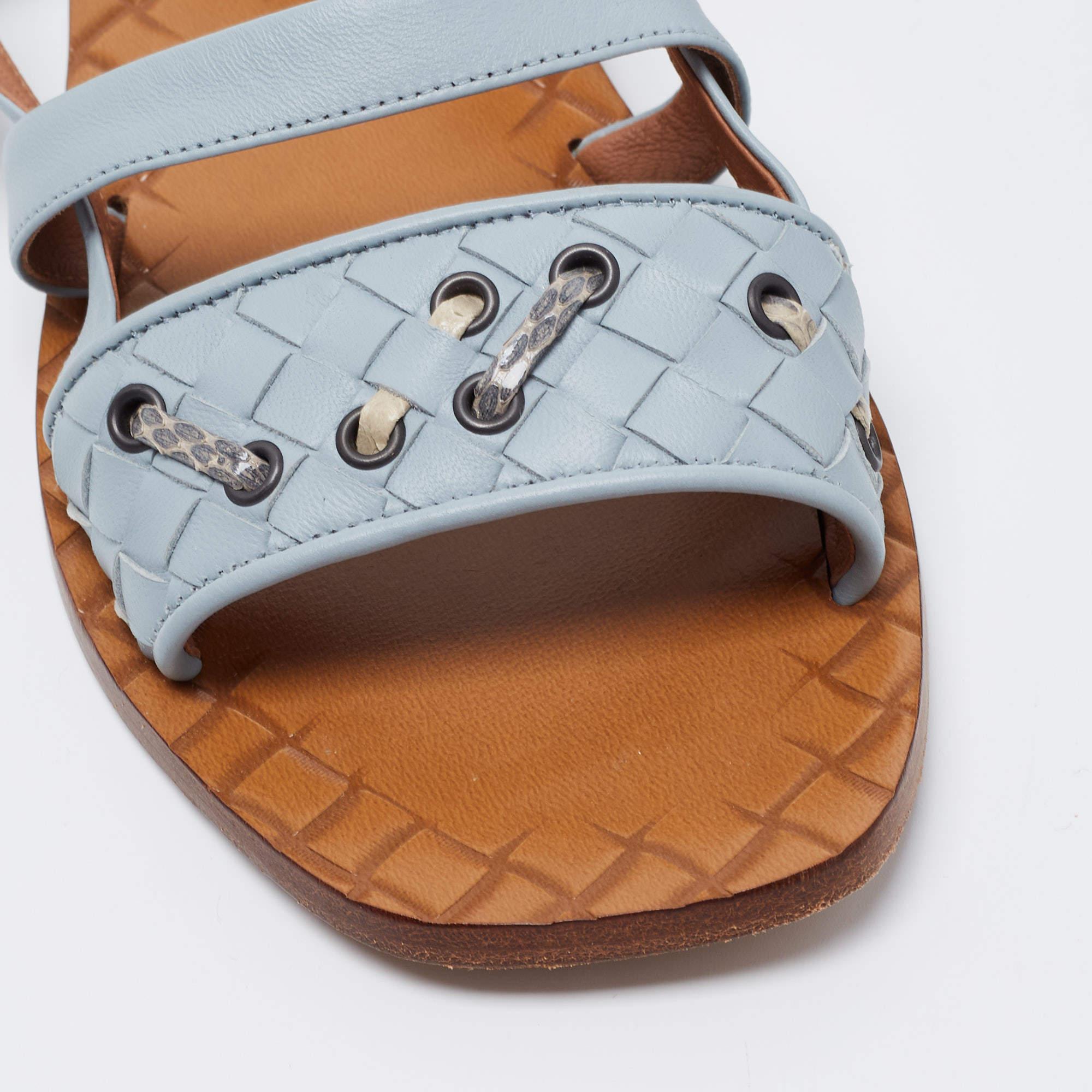 Bottega Veneta Blue Intrecciato Leather Slingback Flats Size 36.5 2