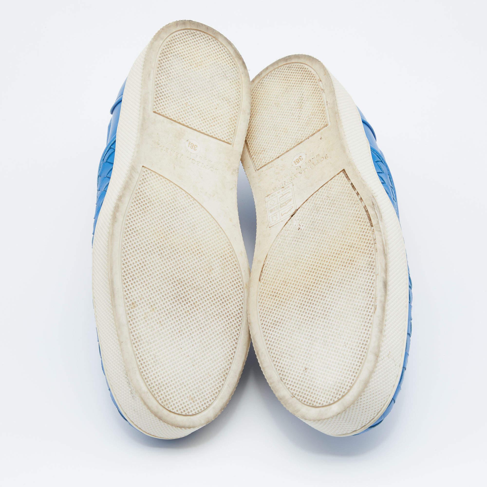Bottega Veneta Blue Intrecciato Leather Slip On Sneakers Size 38.5 2
