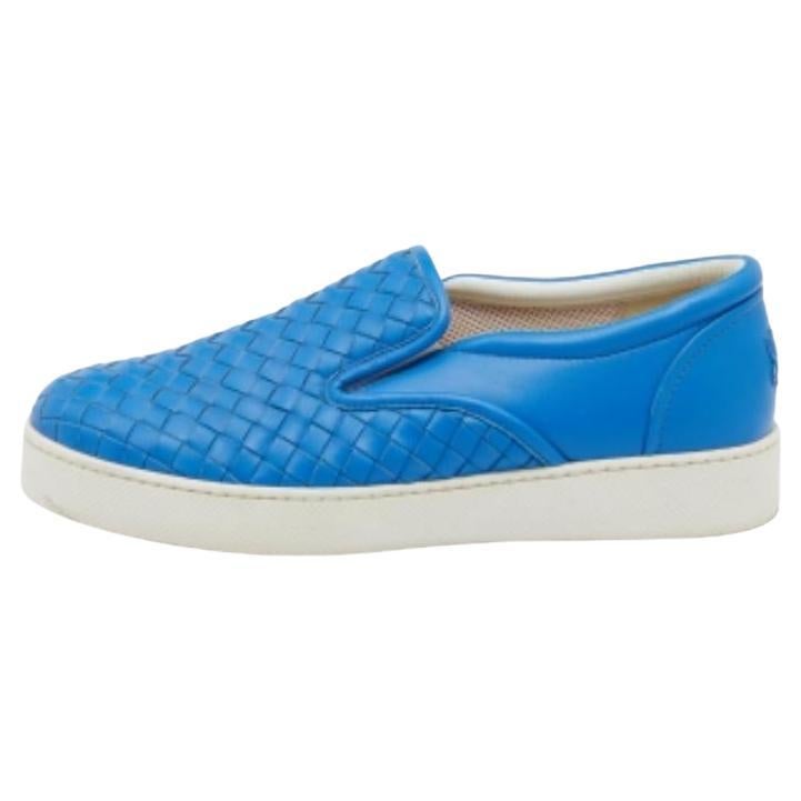 Bottega Veneta Baskets bleues Intrecciato en cuir, taille 38,5