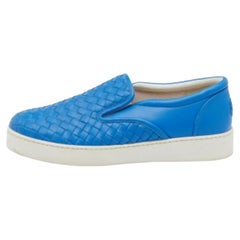 Bottega Veneta Baskets bleues Intrecciato en cuir, taille 38,5