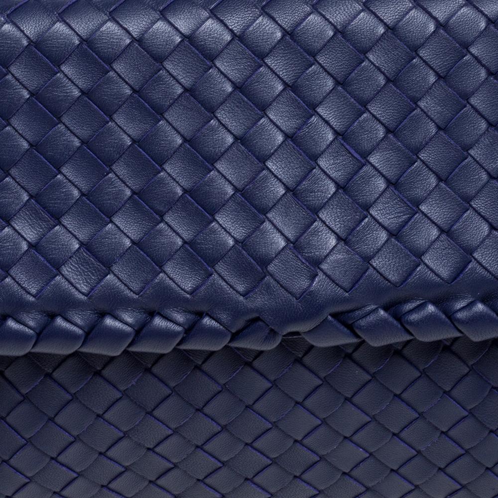 Women's Bottega Veneta Blue Intrecciato Leather Small Olimpia Shoulder Bag