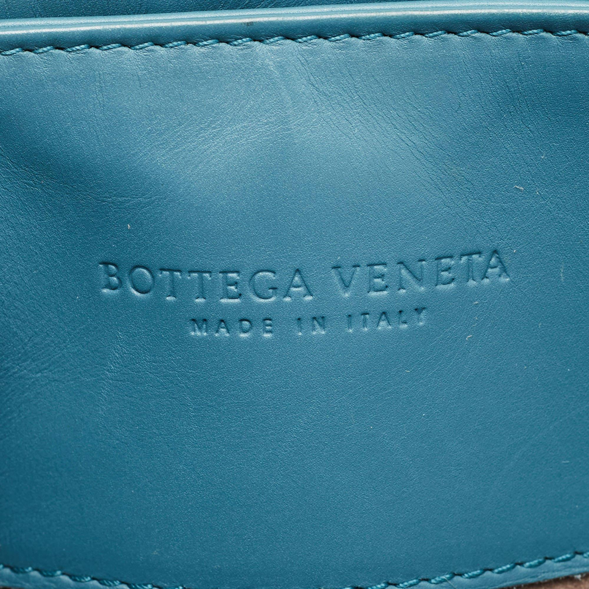 Bottega Veneta Blue Intrecciato Leather Small Roma Tote 11