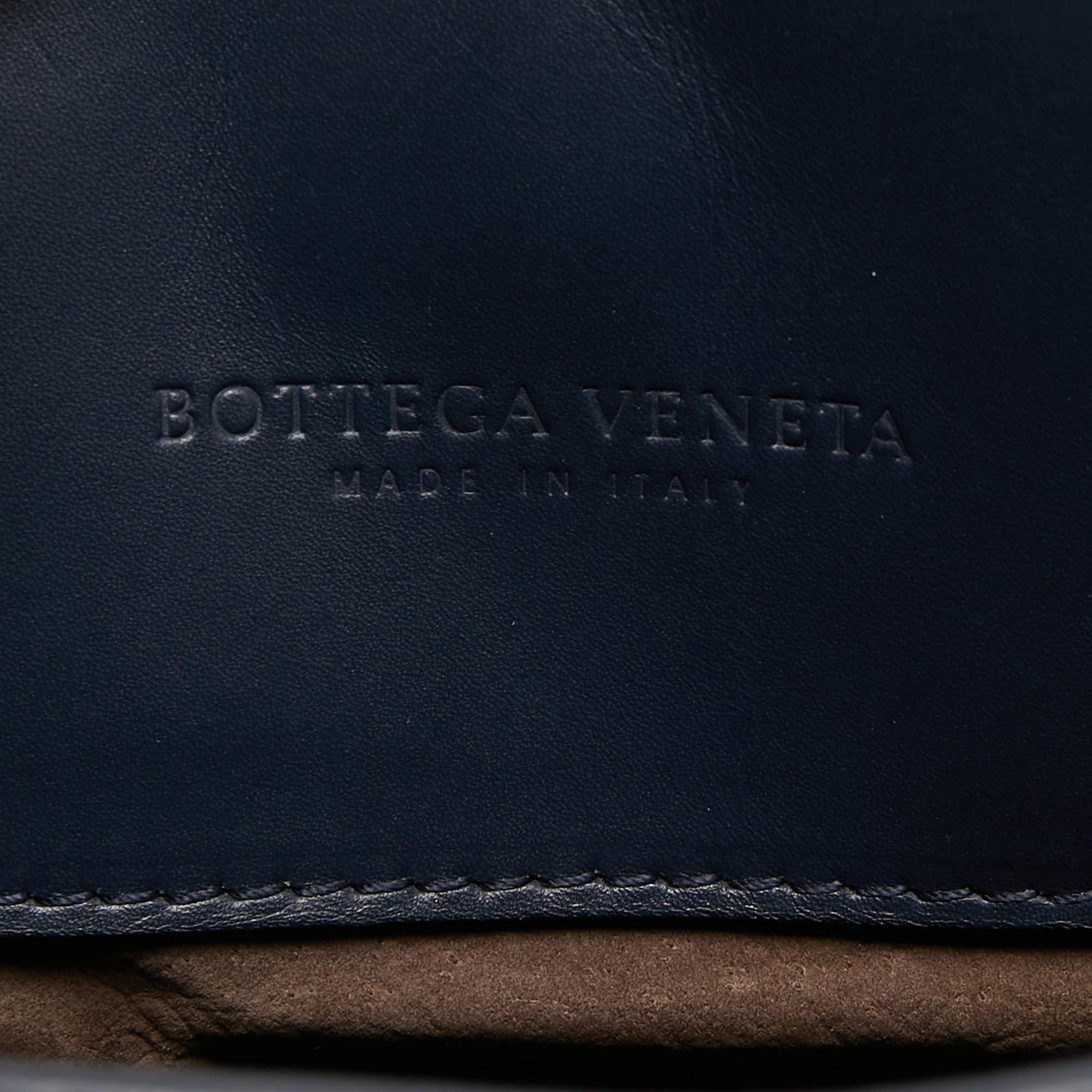 Bottega Veneta Blue Intrecciato Leather Small Roma Tote 1