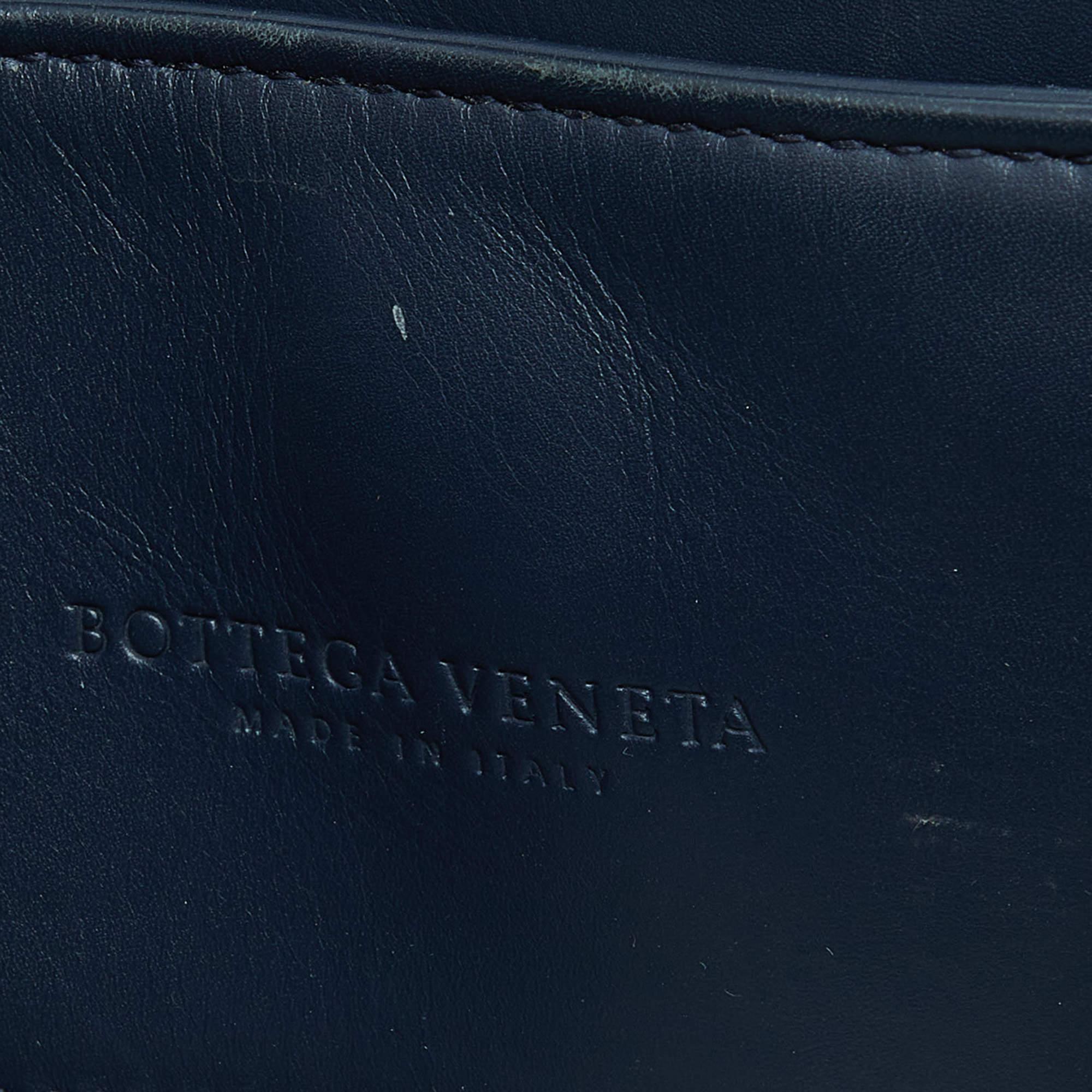 Bottega Veneta Blue Intrecciato Leather Small Roma Tote 2