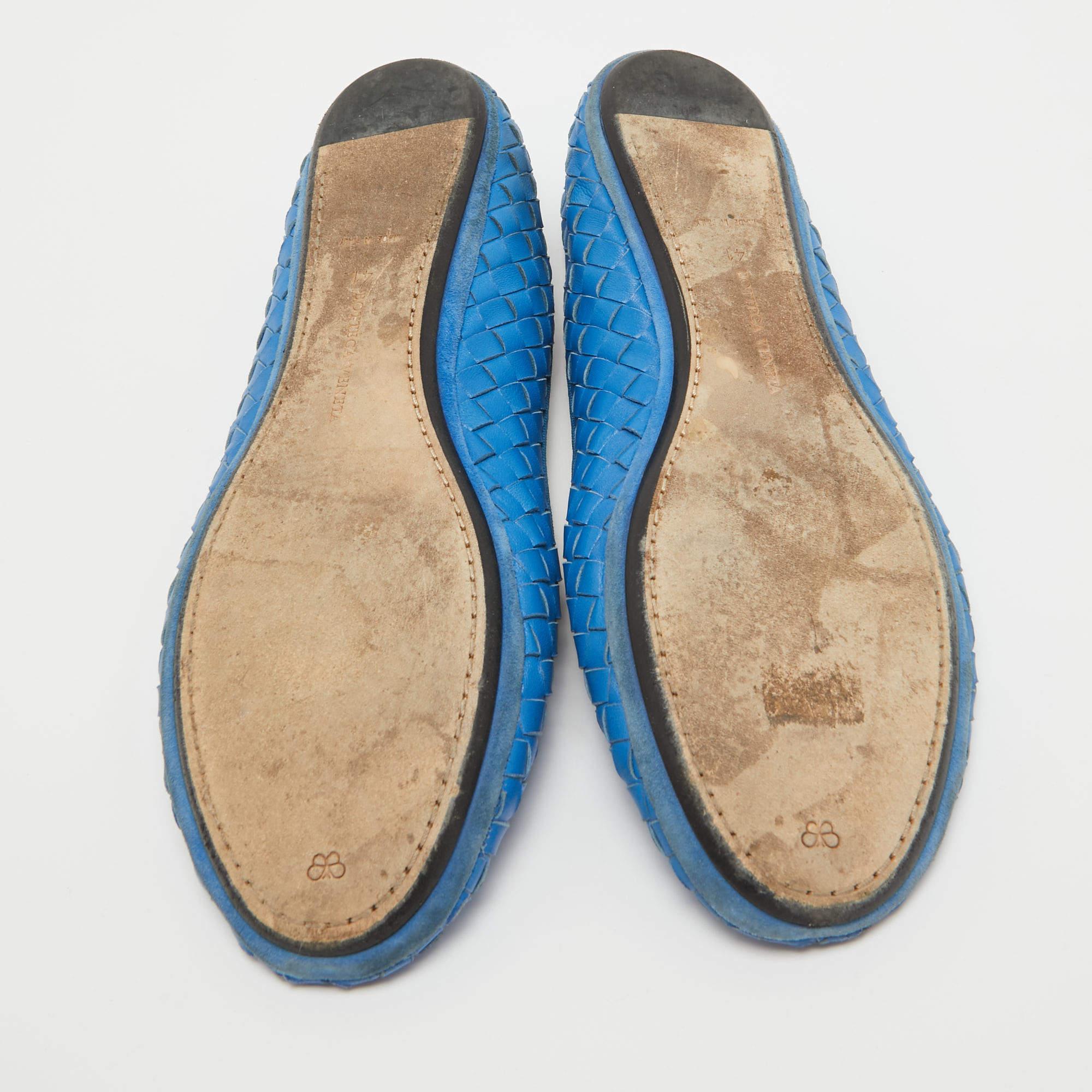 Bottega Veneta Blue Intrecciato Leather Smoking Slippers Size 41 2