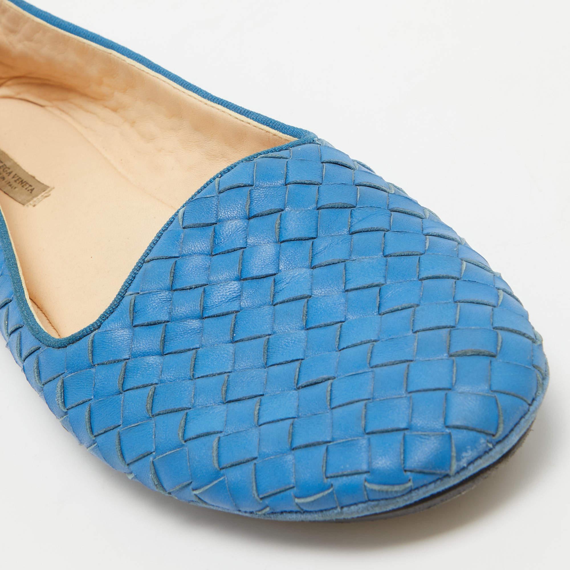 Bottega Veneta Blue Intrecciato Leather Smoking Slippers Size 41 3