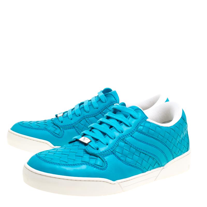 Bottega Veneta Blue Intrecciato Leather Speedster Sneakers Size 41.5 2