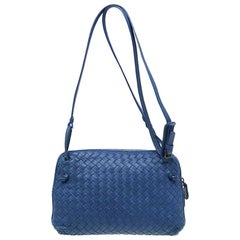 Bottega Veneta Blue Intrecciato Nappa Leather Crossbody Bag