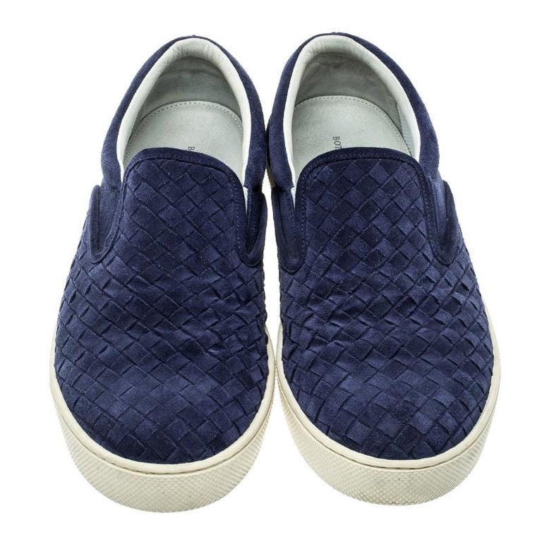Bottega Veneta Blue Intrecciato Suede Slip On Sneakers Size 41.5 For ...