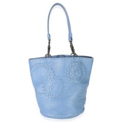 Bottega Veneta Blue Intrecciato Trimmed Cervo Small Bucket Bag
