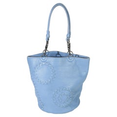 Bottega Veneta Blue Intrecciato Trimmed Cervo Small Bucket Bag
